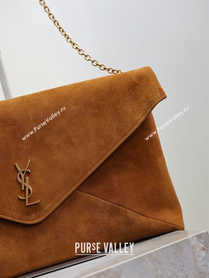 Saint Laurent Cassander XXL Envelope Pouch On Chain in Suede Gold-Tone 2026 841702 (MHUI-260403106)