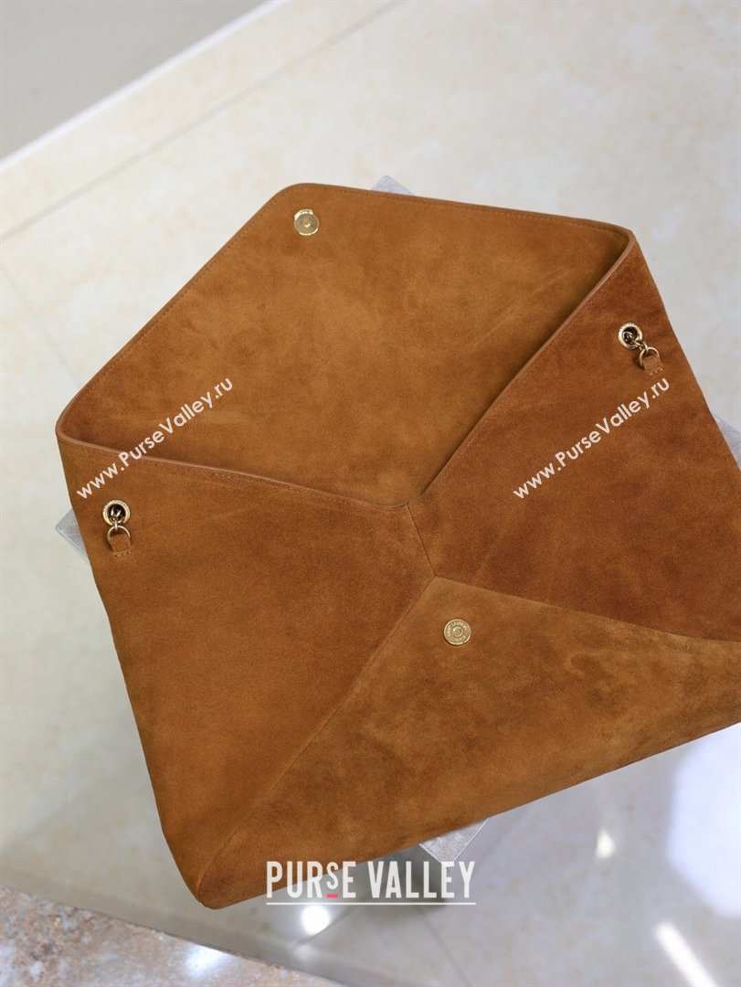 Saint Laurent Cassander XXL Envelope Pouch On Chain in Suede Gold-Tone 2026 841702 (MHUI-260403106)
