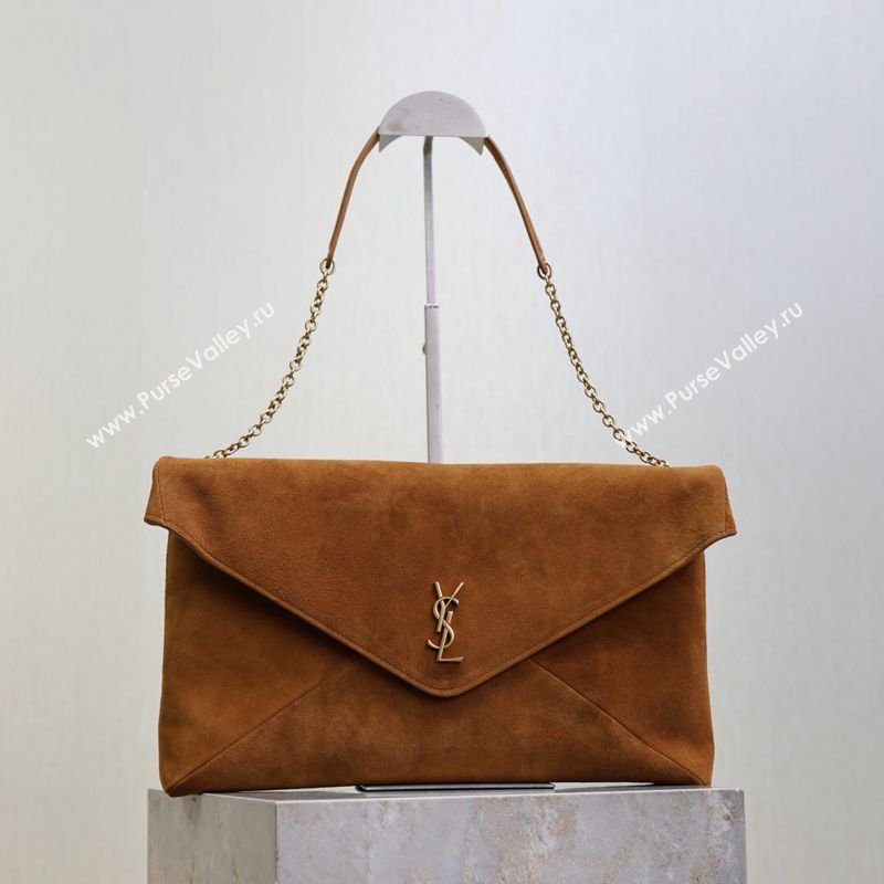 Saint Laurent Cassander XXL Envelope Pouch On Chain in Suede Gold-Tone 2026 841702 (MHUI-260403106)