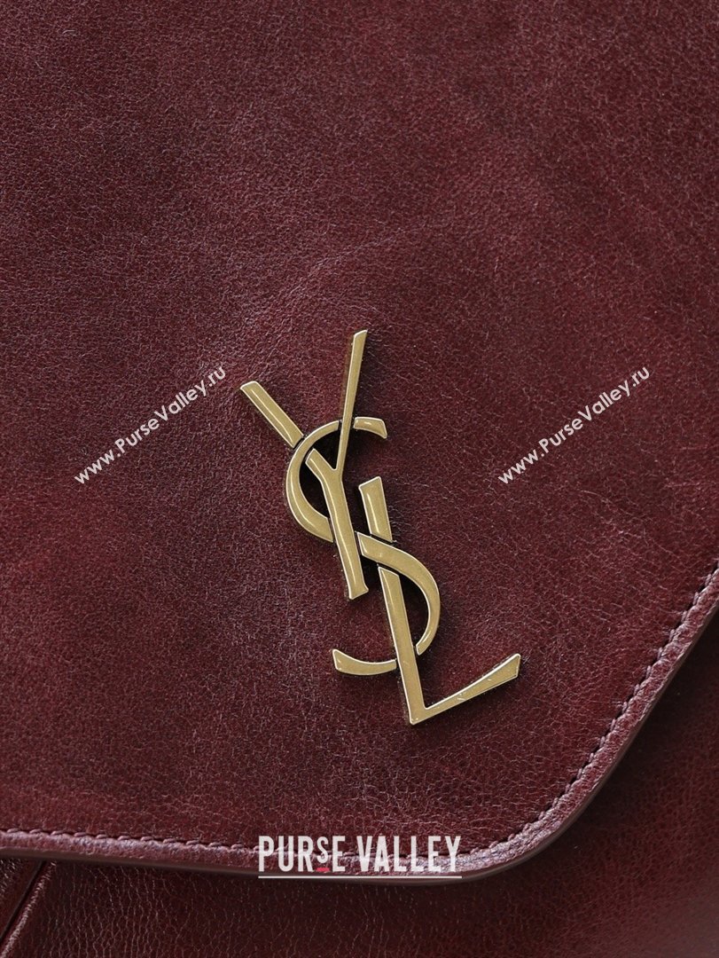 Saint Laurent Cassander XXL Envelope Pouch On Chain in Calfskin Leather Burgundy 2026 841702 (MHUI-260403107)