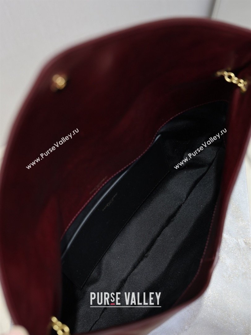 Saint Laurent Cassander XXL Envelope Pouch On Chain in Calfskin Leather Burgundy 2026 841702 (MHUI-260403107)