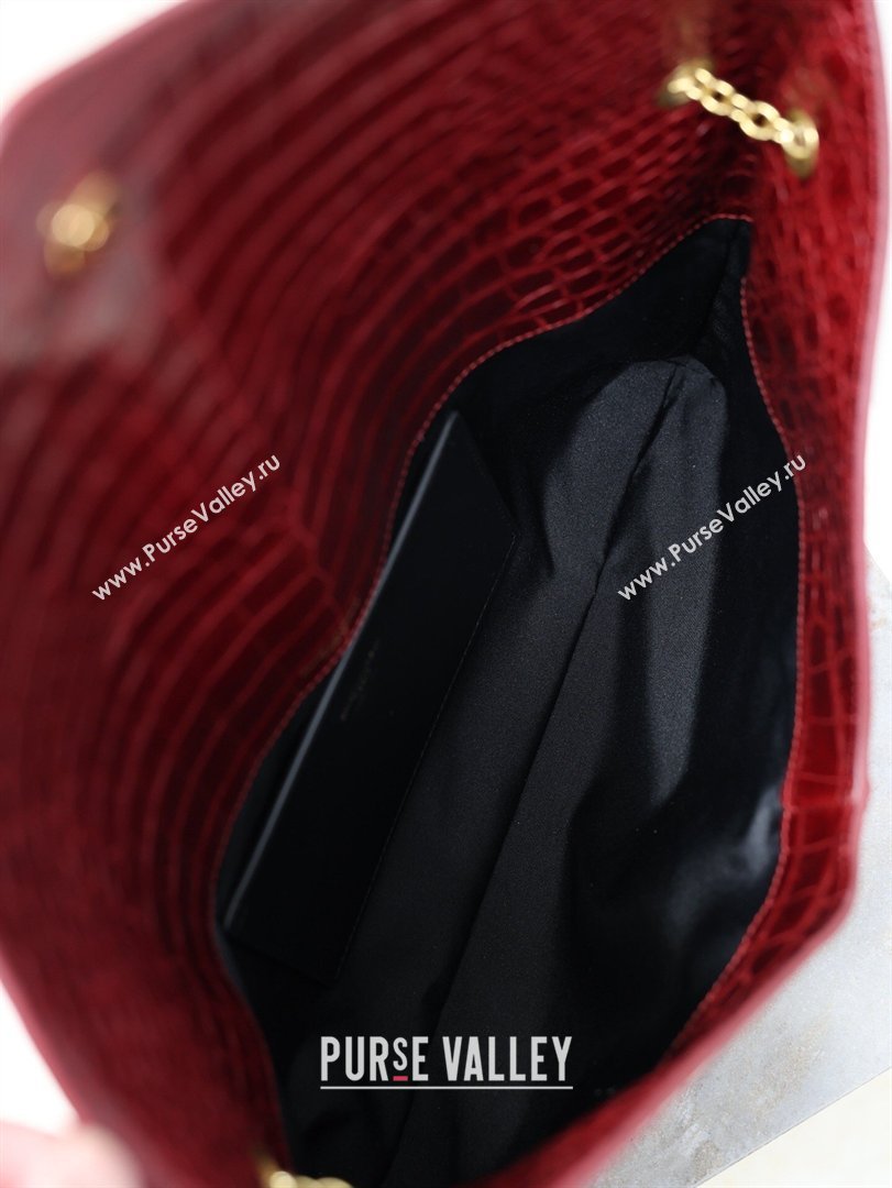 Saint Laurent Cassander XXL Envelope Pouch On Chain in Embossed Leather Burgundy 2026 841702 (MHUI-260403108)