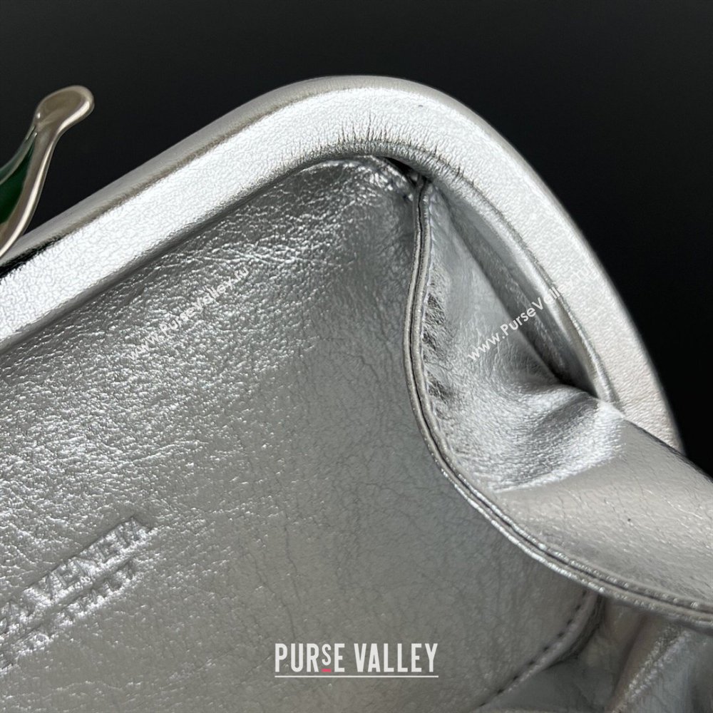 Bottega Veneta Knot Clutch with Flower Clasp in Suede and Crystals Silver 2026 844122 (WT-260401073)