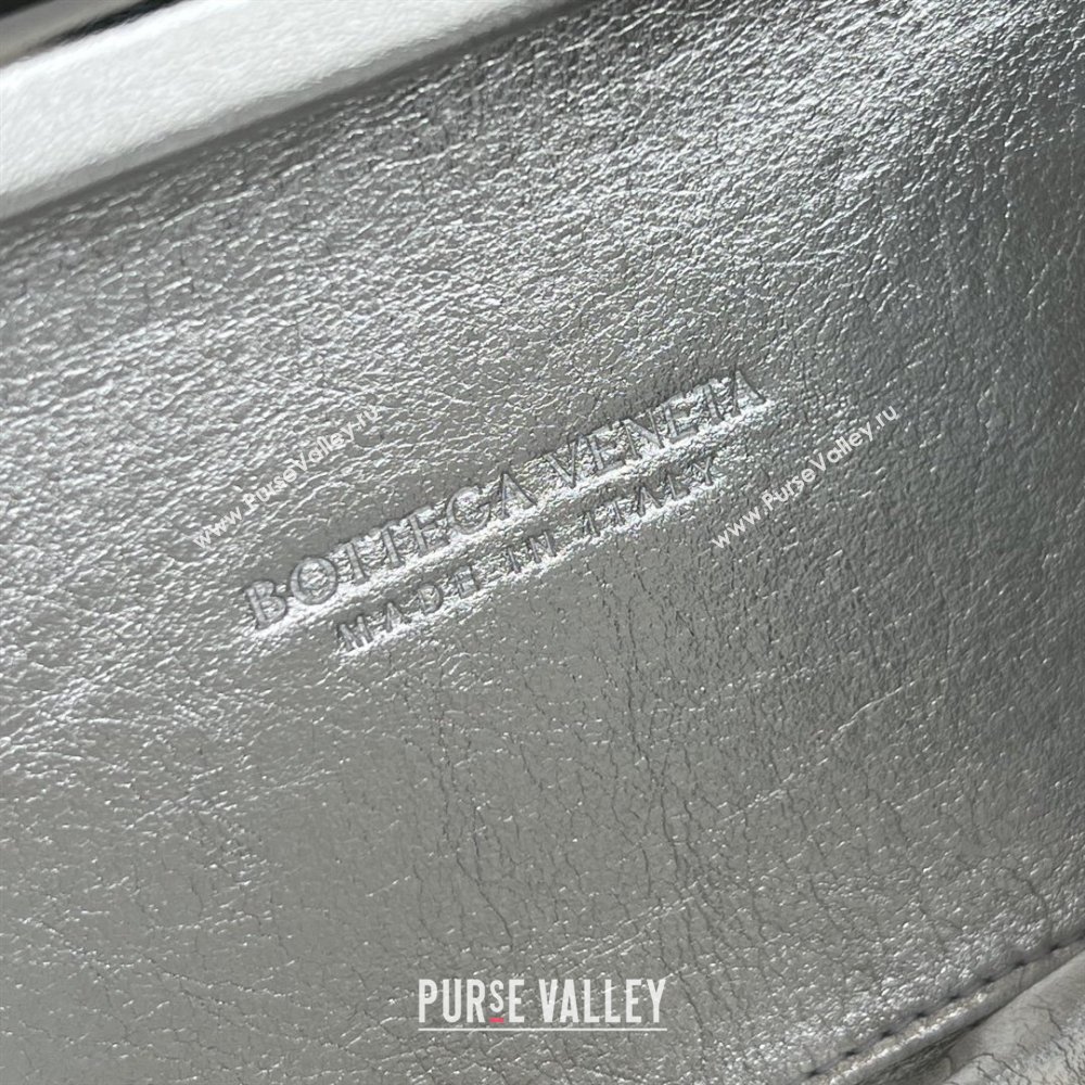 Bottega Veneta Knot Clutch with Flower Clasp in Suede and Crystals Silver 2026 844122 (WT-260401073)