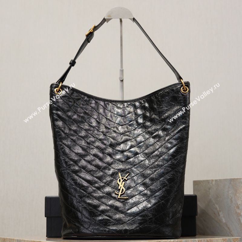 Saint Laurent Niki Supple Bucket Bag in Vintage Leather Black 2025 8443461 (YY-260119048)