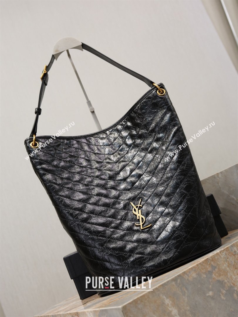 Saint Laurent Niki Supple Bucket Bag in Vintage Leather Black 2025 8443461 (YY-260119048)