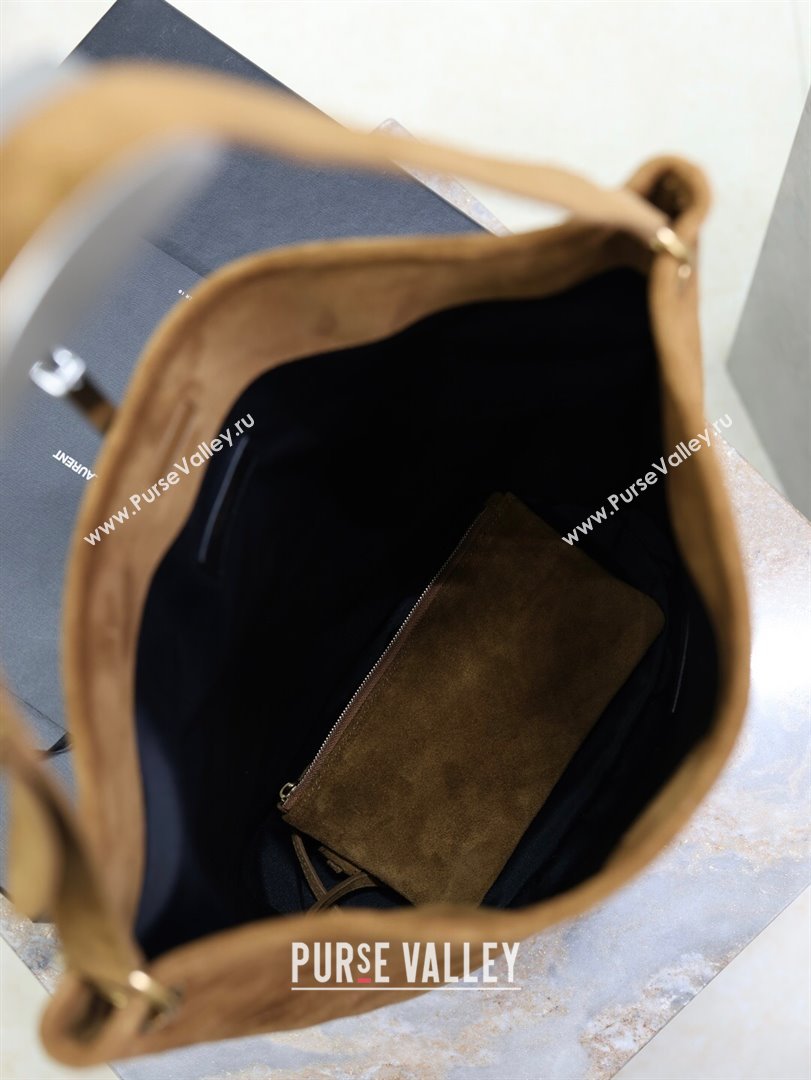 Saint Laurent Niki Supple Bucket Bag in Suede Caramel Cognac Brown 2025 8443461 (YY-250924052)