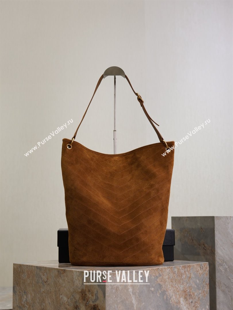 Saint Laurent Niki Supple Bucket Bag in Suede Caramel Cognac Brown 2025 8443461 (YY-250924052)