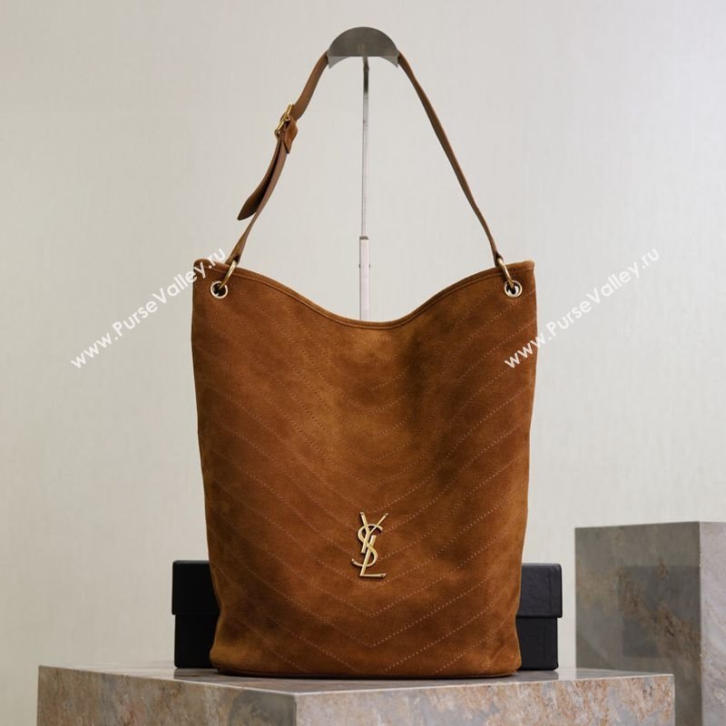 Saint Laurent Niki Supple Bucket Bag in Suede Caramel Cognac Brown 2025 8443461 (YY-250924052)