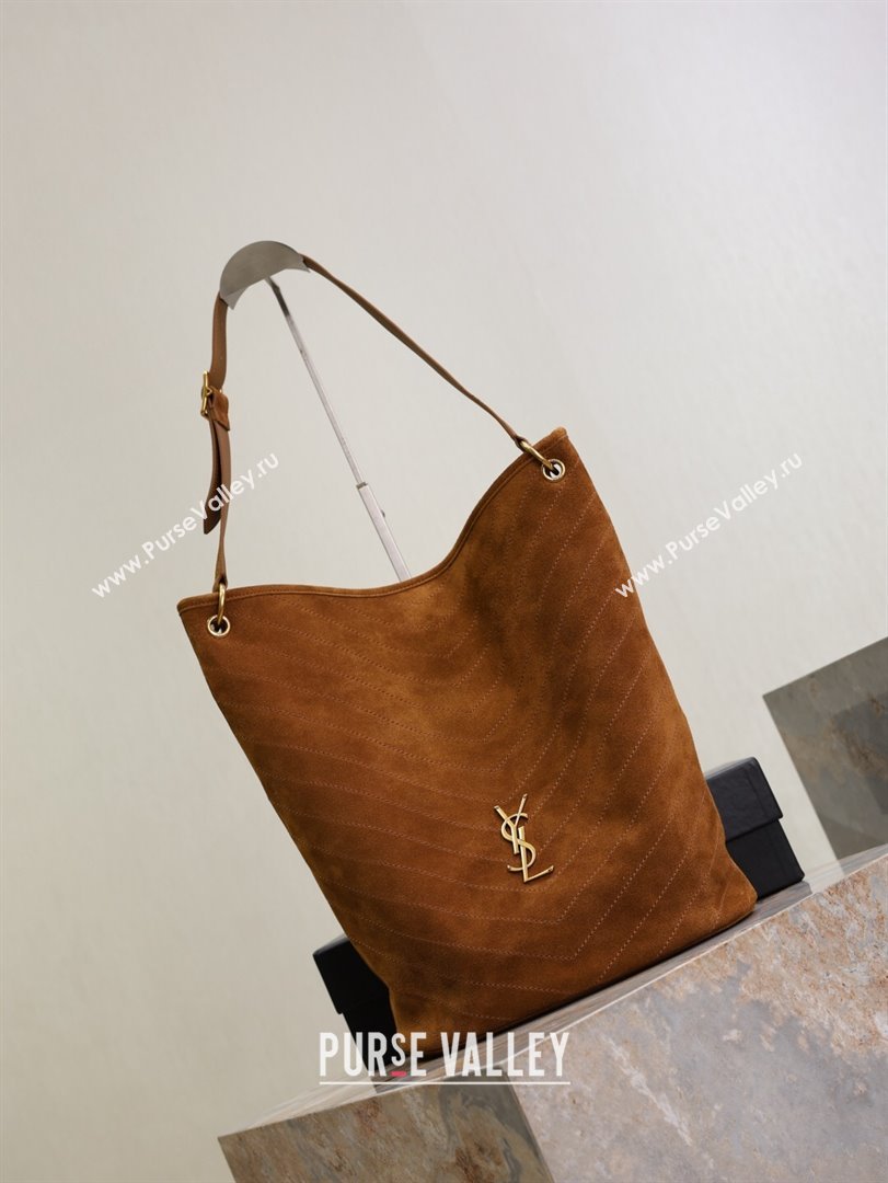 Saint Laurent Niki Supple Bucket Bag in Suede Caramel Cognac Brown 2025 8443461 (YY-250924052)