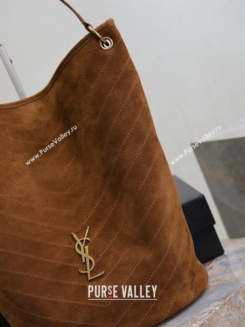 Saint Laurent Niki Supple Bucket Bag in Suede Caramel Cognac Brown 2025 8443461 (YY-250924052)