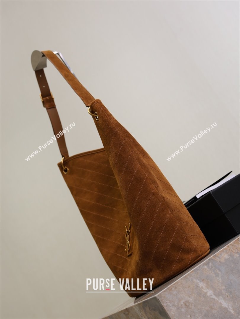 Saint Laurent Niki Supple Bucket Bag in Suede Caramel Cognac Brown 2025 8443461 (YY-250924052)