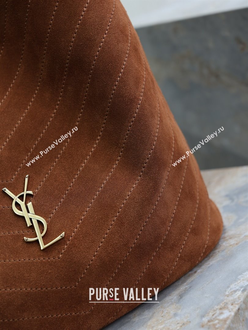 Saint Laurent Niki Supple Bucket Bag in Suede Dark Brown 2025 8443461 (YY-250924051)