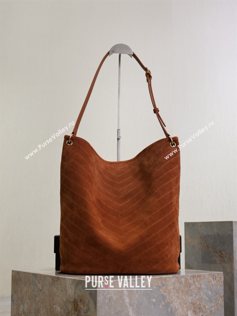 Saint Laurent Niki Supple Bucket Bag in Suede Dark Brown 2025 8443461 (YY-250924051)