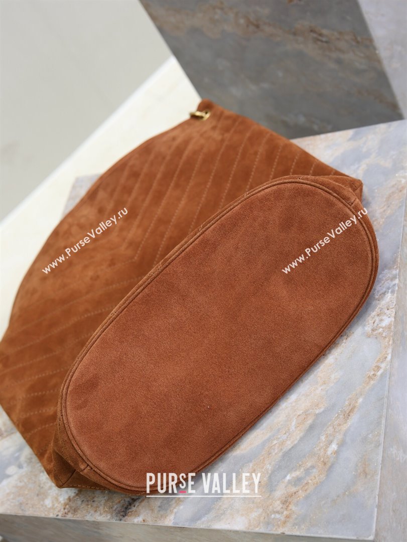 Saint Laurent Niki Supple Bucket Bag in Suede Dark Brown 2025 8443461 (YY-250924051)