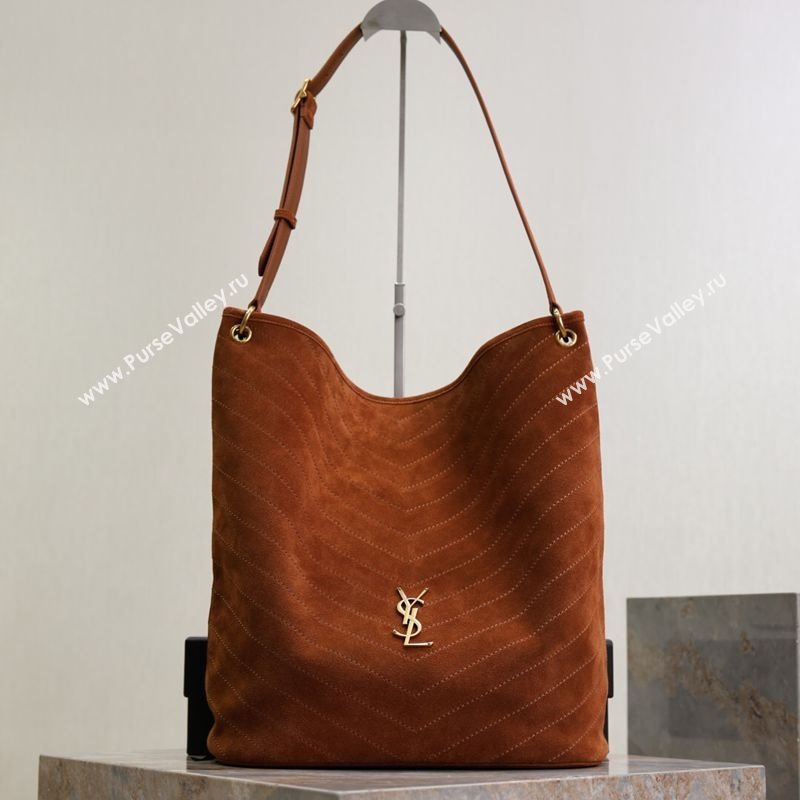 Saint Laurent Niki Supple Bucket Bag in Suede Dark Brown 2025 8443461 (YY-250924051)