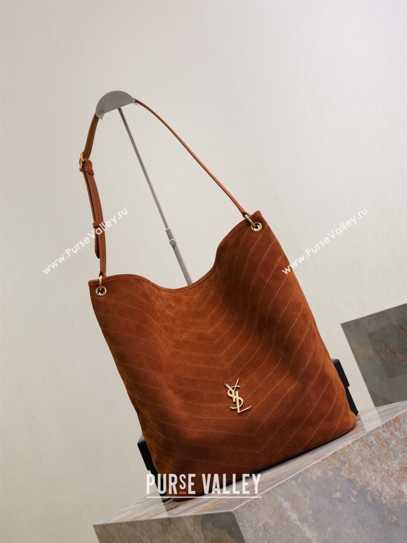 Saint Laurent Niki Supple Bucket Bag in Suede Dark Brown 2025 8443461 (YY-250924051)