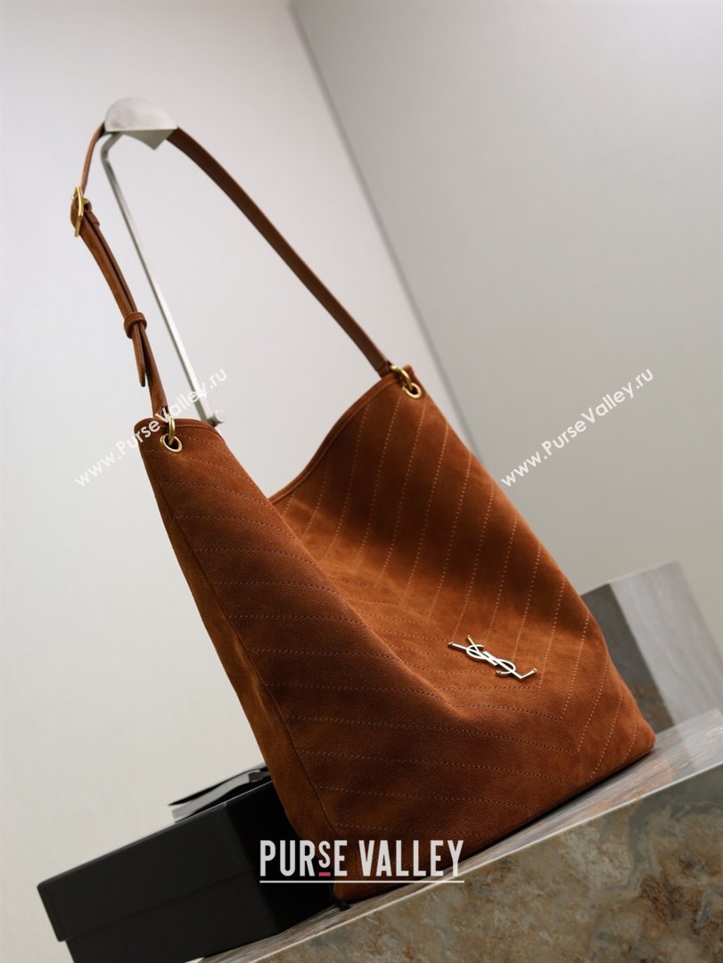 Saint Laurent Niki Supple Bucket Bag in Suede Dark Brown 2025 8443461 (YY-250924051)