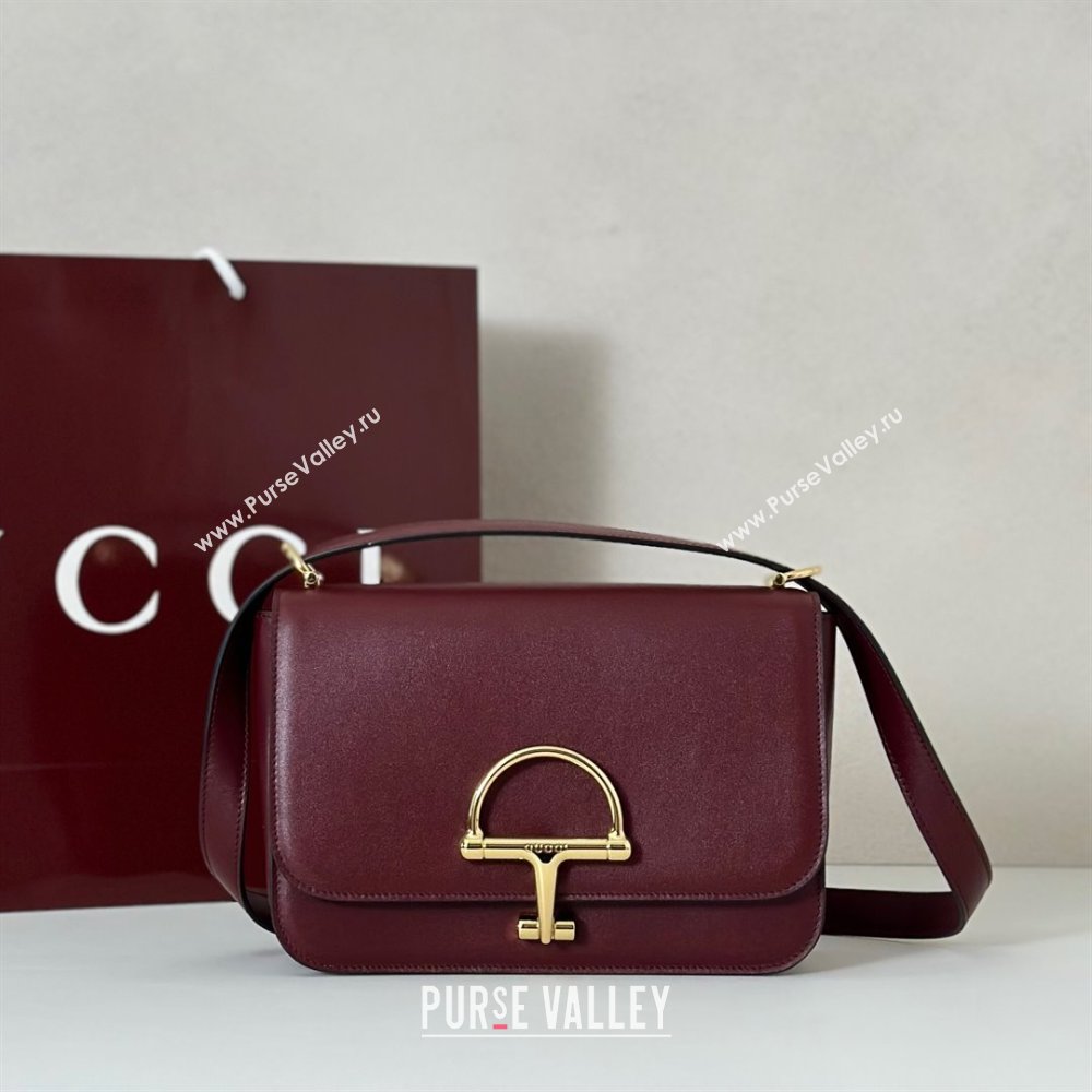 Gucci Siena small shoulder bag in Leather with Oversized Half Horsebit Ancora Red 2025 846705 (DLH-251124140)