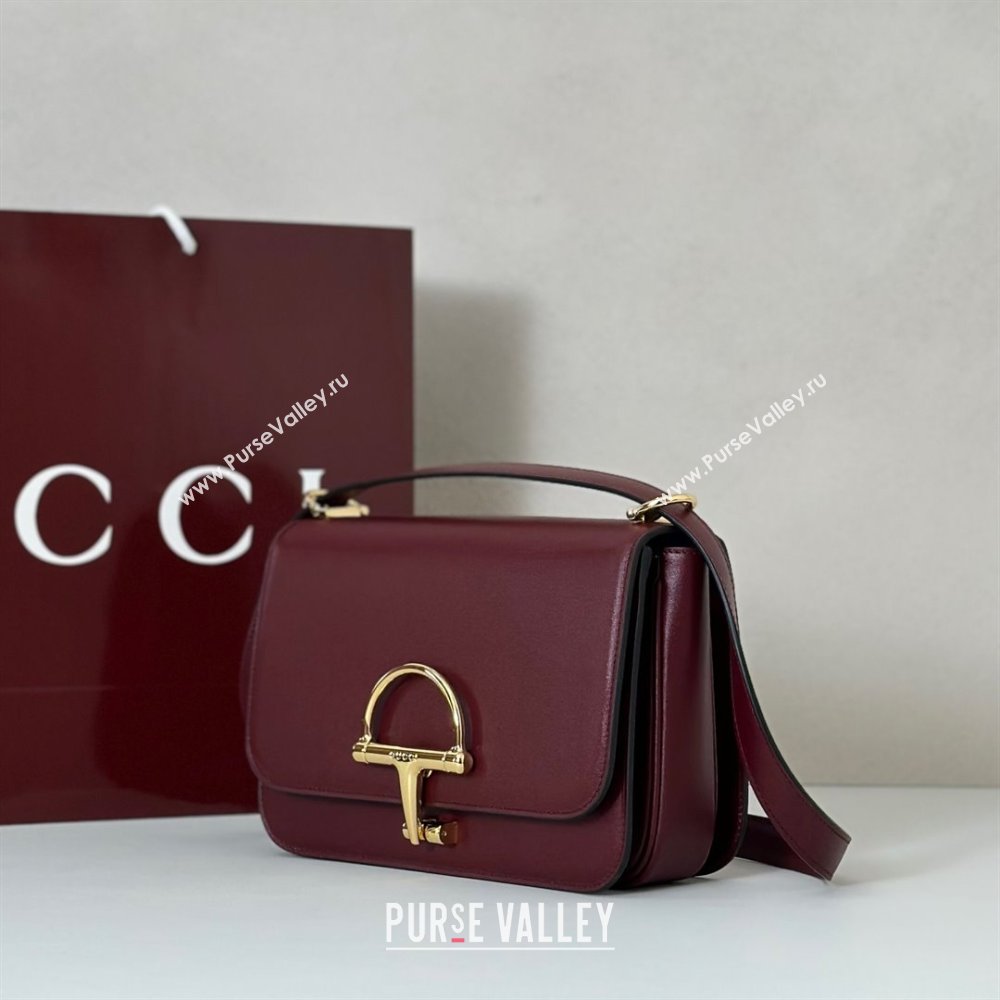 Gucci Siena small shoulder bag in Leather with Oversized Half Horsebit Ancora Red 2025 846705 (DLH-251124140)