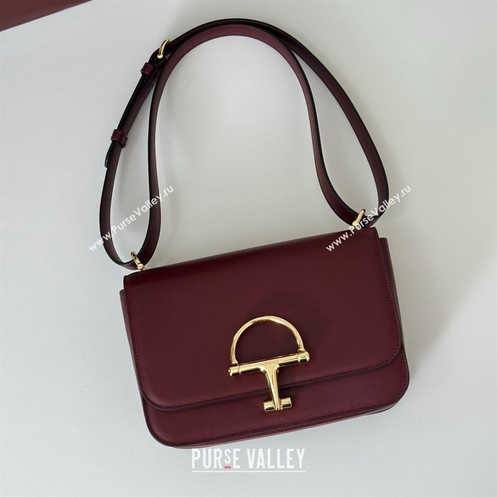 Gucci Siena small shoulder bag in Leather with Oversized Half Horsebit Ancora Red 2025 846705 (DLH-251124140)