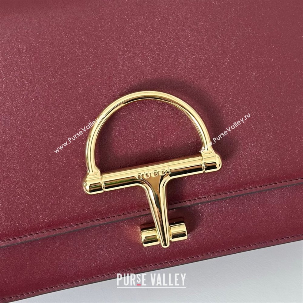 Gucci Siena small shoulder bag in Leather with Oversized Half Horsebit Ancora Red 2025 846705 (DLH-251124140)