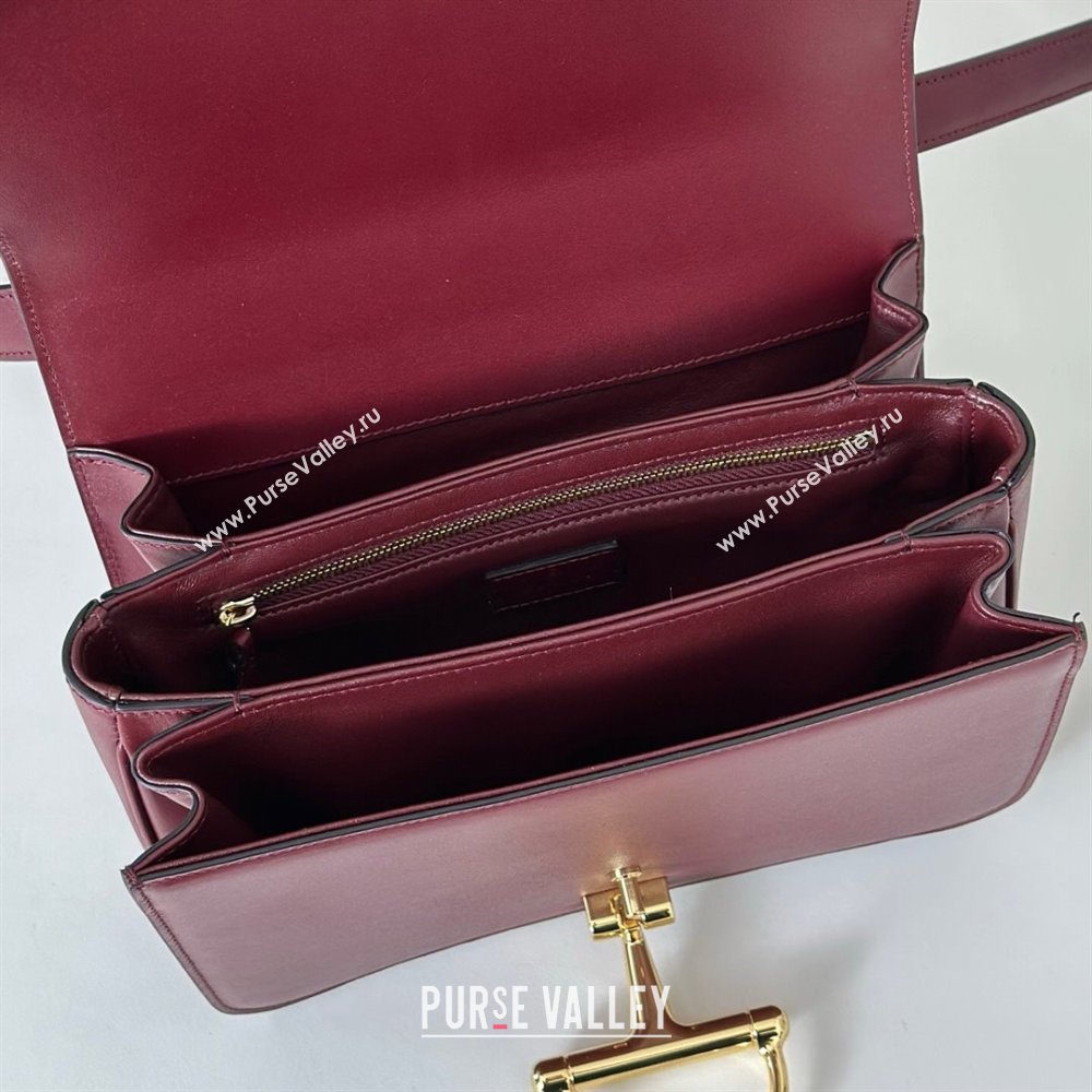 Gucci Siena small shoulder bag in Leather with Oversized Half Horsebit Ancora Red 2025 846705 (DLH-251124140)