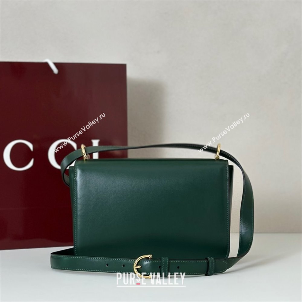 Gucci Siena small shoulder bag in Leather with Oversized Half Horsebit Green 2025 846705 (DLH-251124141)