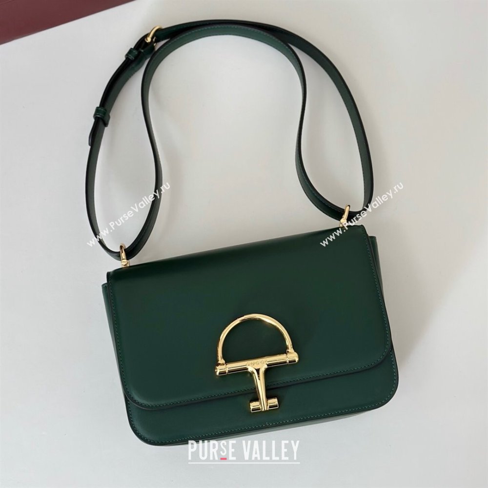 Gucci Siena small shoulder bag in Leather with Oversized Half Horsebit Green 2025 846705 (DLH-251124141)