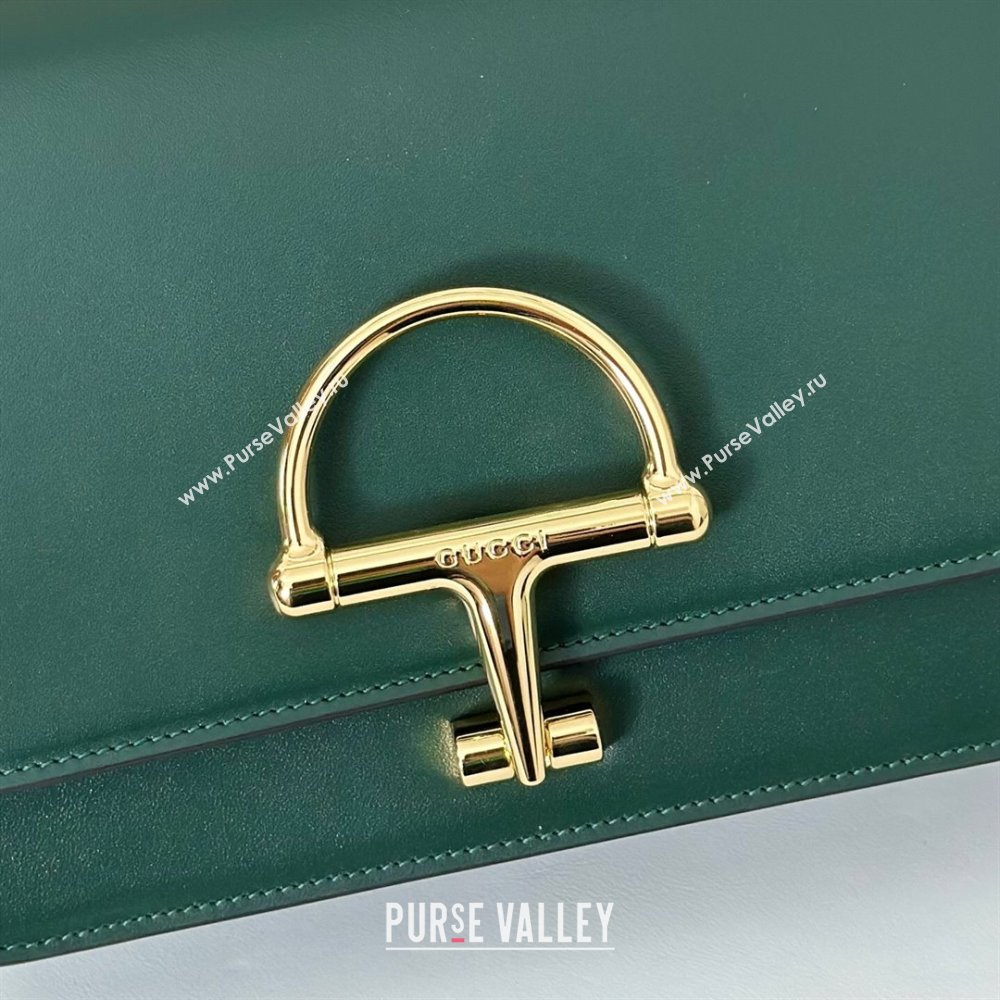 Gucci Siena small shoulder bag in Leather with Oversized Half Horsebit Green 2025 846705 (DLH-251124141)