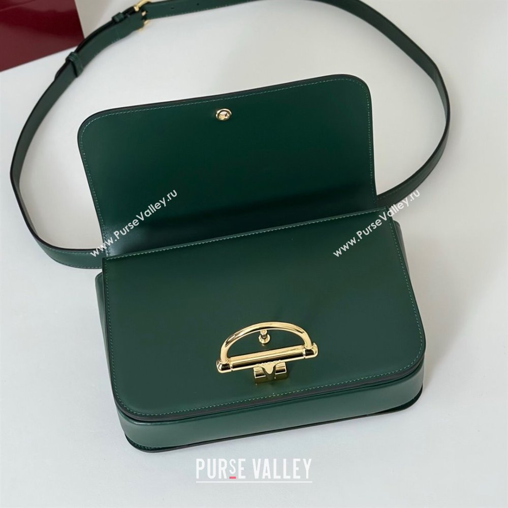 Gucci Siena small shoulder bag in Leather with Oversized Half Horsebit Green 2025 846705 (DLH-251124141)