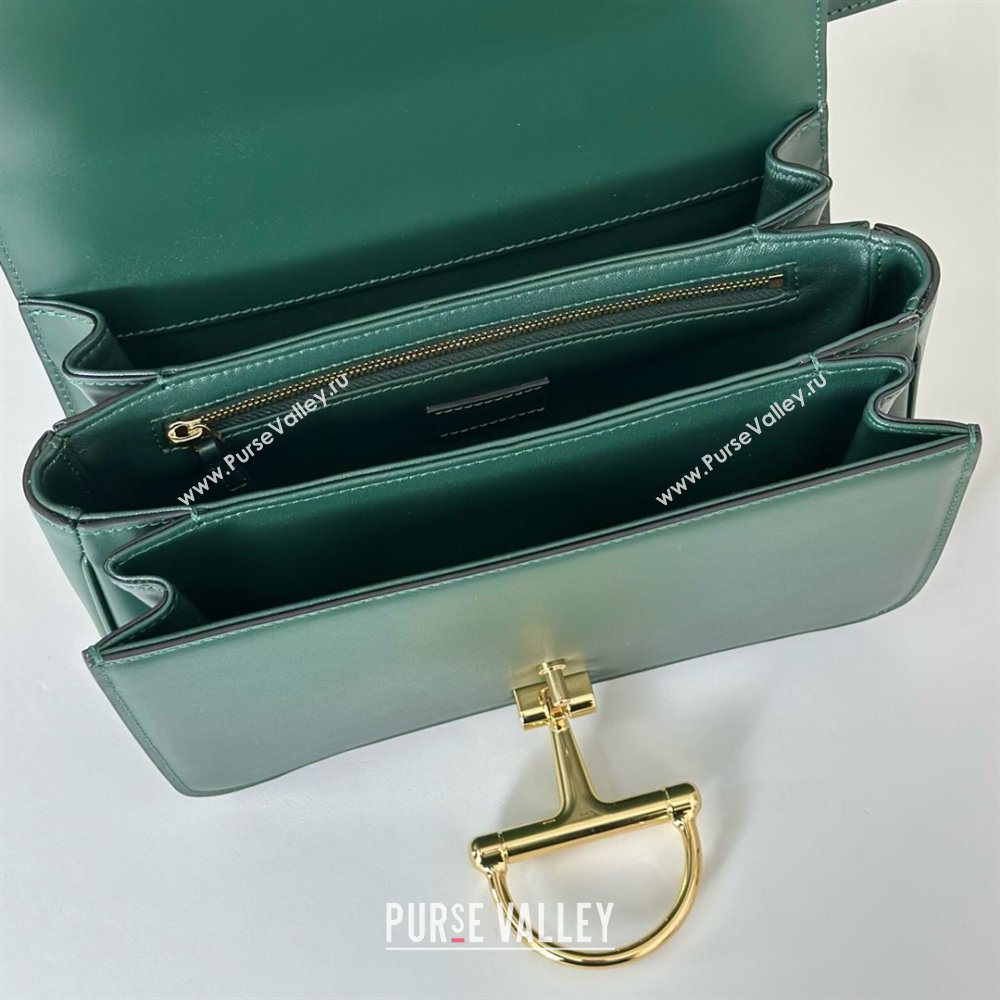 Gucci Siena small shoulder bag in Leather with Oversized Half Horsebit Green 2025 846705 (DLH-251124141)