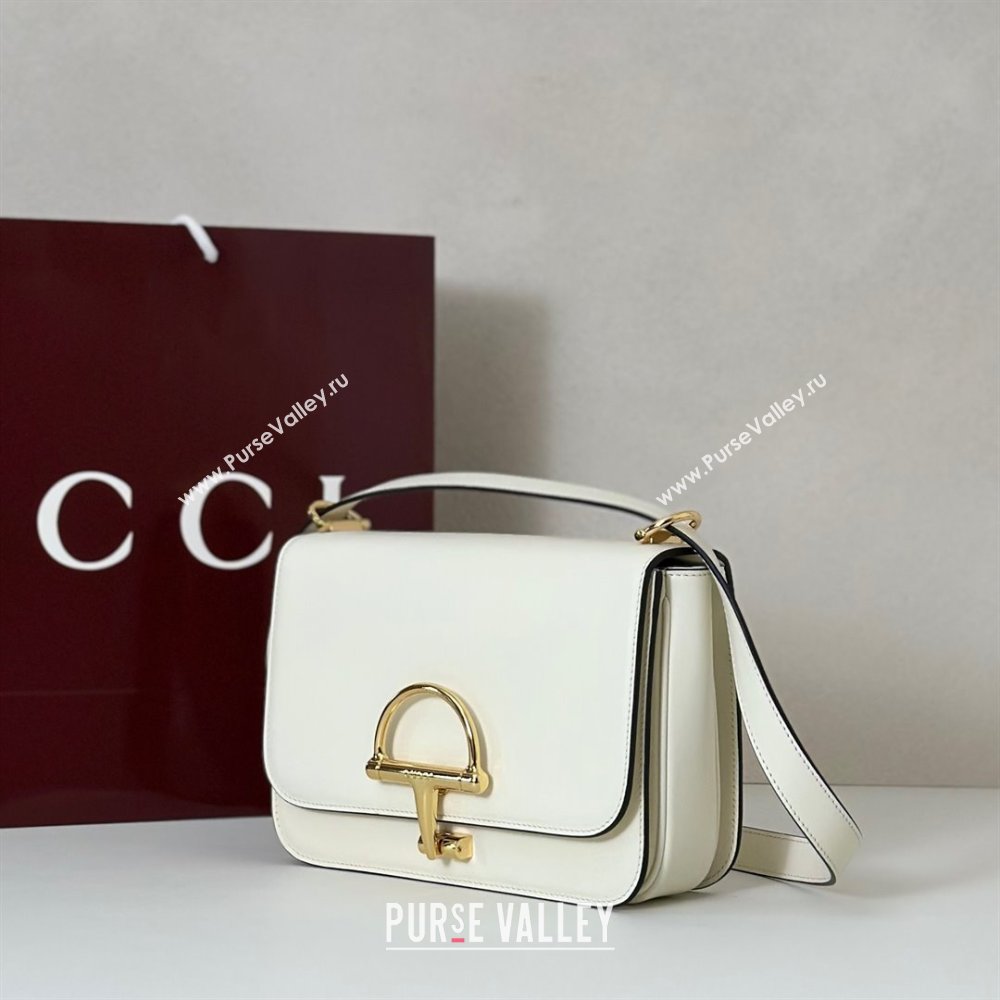 Gucci Siena small shoulder bag in Leather with Oversized Half Horsebit White 2025 846705 (DLH-251124142)