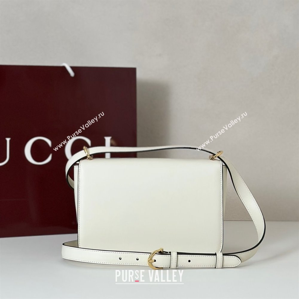 Gucci Siena small shoulder bag in Leather with Oversized Half Horsebit White 2025 846705 (DLH-251124142)