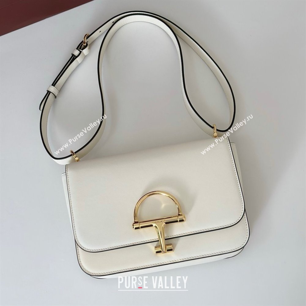 Gucci Siena small shoulder bag in Leather with Oversized Half Horsebit White 2025 846705 (DLH-251124142)