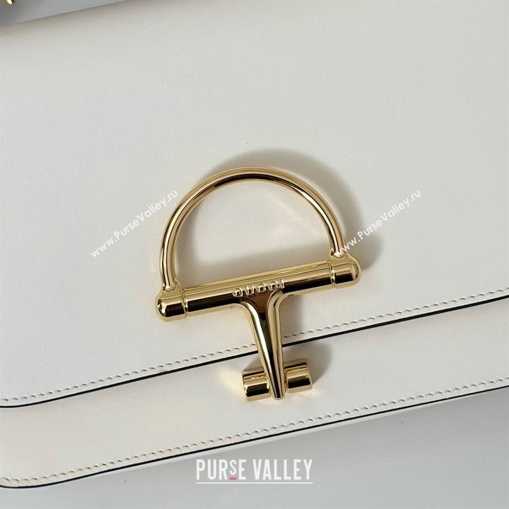 Gucci Siena small shoulder bag in Leather with Oversized Half Horsebit White 2025 846705 (DLH-251124142)