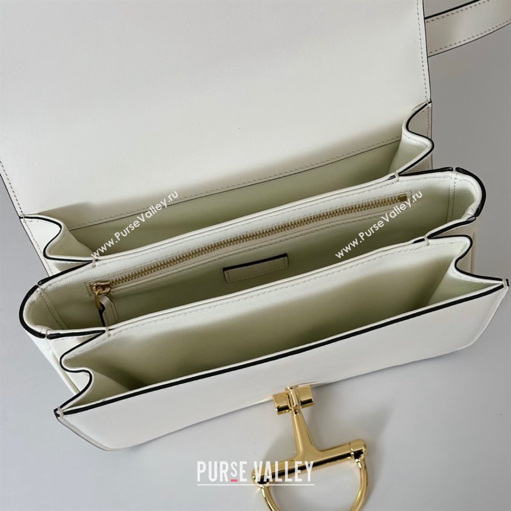 Gucci Siena small shoulder bag in Leather with Oversized Half Horsebit White 2025 846705 (DLH-251124142)