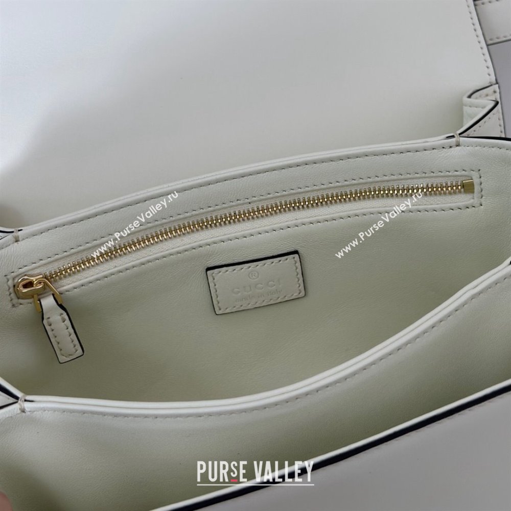 Gucci Siena small shoulder bag in Leather with Oversized Half Horsebit White 2025 846705 (DLH-251124142)