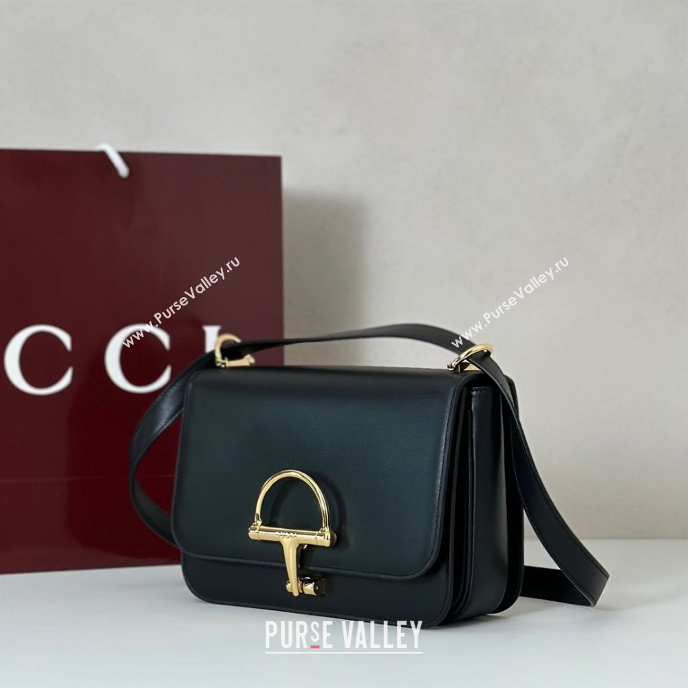 Gucci Siena small shoulder bag in Leather with Oversized Half Horsebit Black 2025 846705 (DLH-251124143)
