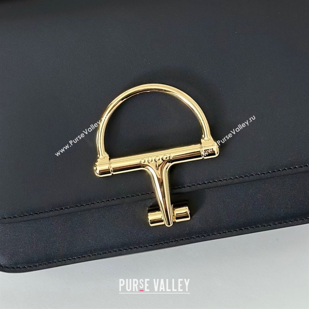 Gucci Siena small shoulder bag in Leather with Oversized Half Horsebit Black 2025 846705 (DLH-251124143)