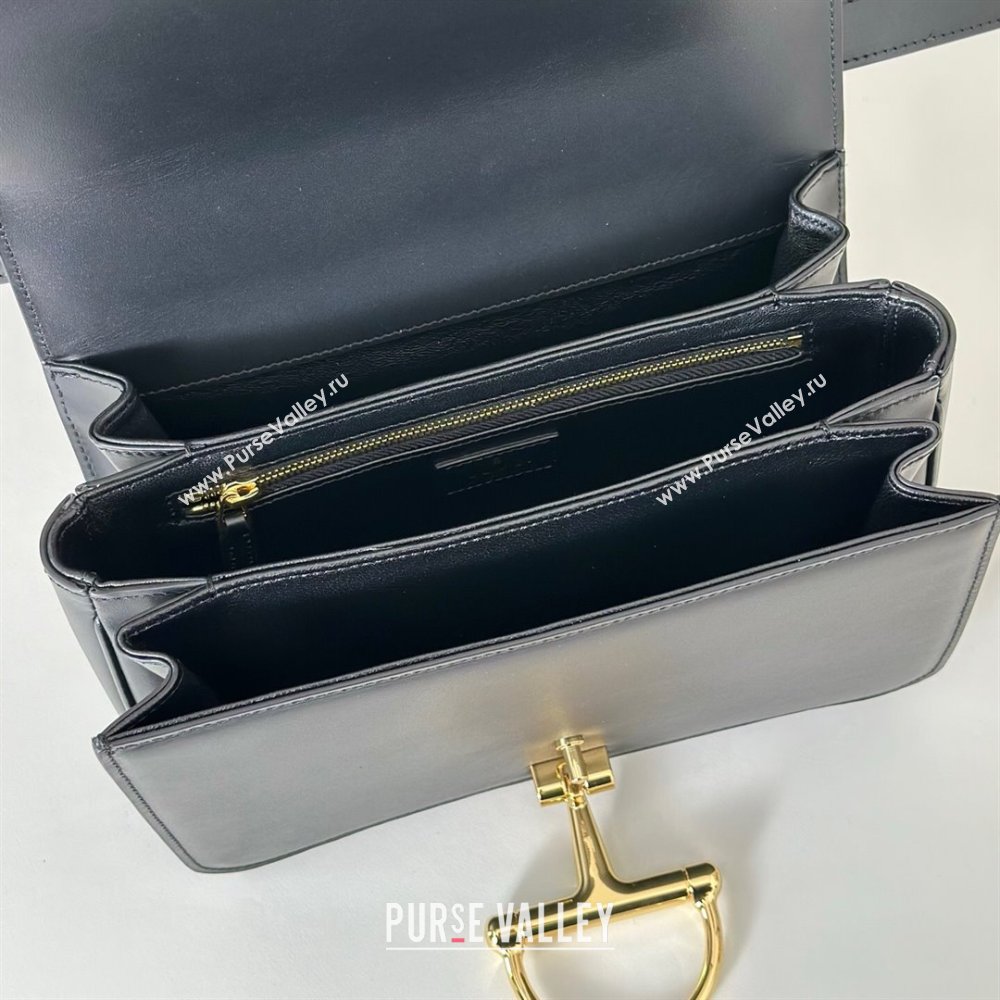 Gucci Siena small shoulder bag in Leather with Oversized Half Horsebit Black 2025 846705 (DLH-251124143)