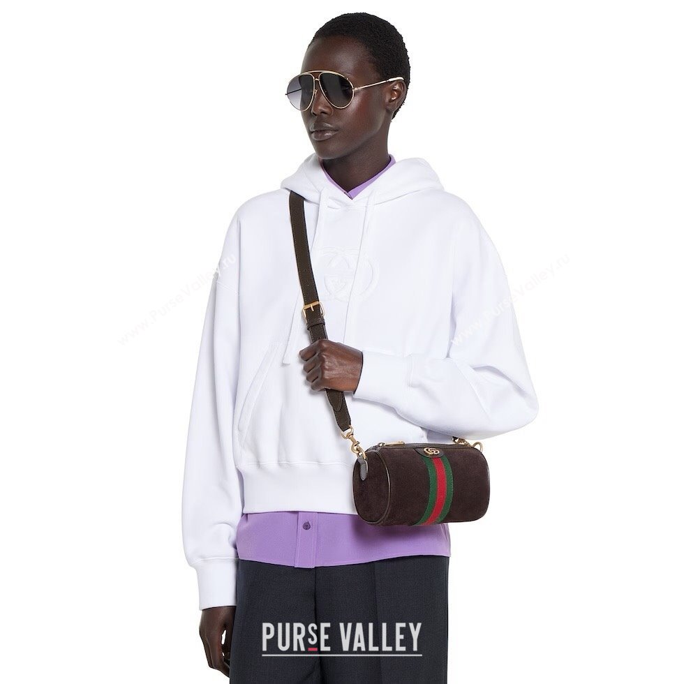 Gucci Mens Ophidia mini bag in Suede Dark Brown 2025 846869 (DLH-251125030)