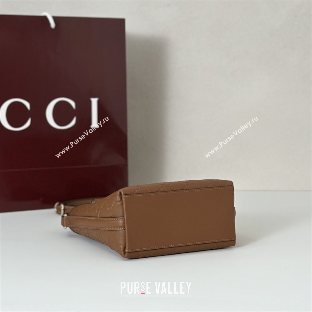 Gucci GG Leather Emblem Nano Bucket Bag Brown 2025 847090 (DLH-260127076)