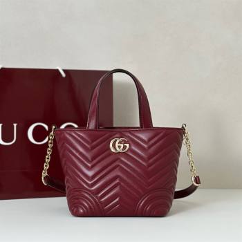 Gucci Betty Chevron Leathe Small Tote Bag Red 2025 847386 (DLH-250930067)