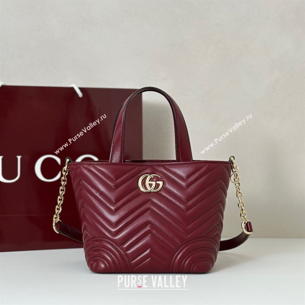Gucci Betty Chevron Leathe Small Tote Bag Red 2025 847386 (DLH-250930067)