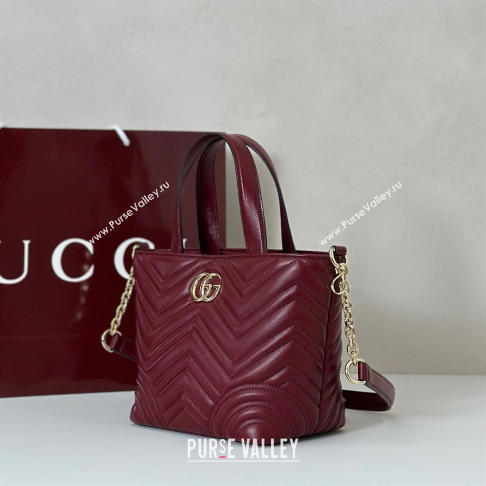 Gucci Betty Chevron Leathe Small Tote Bag Red 2025 847386 (DLH-250930067)