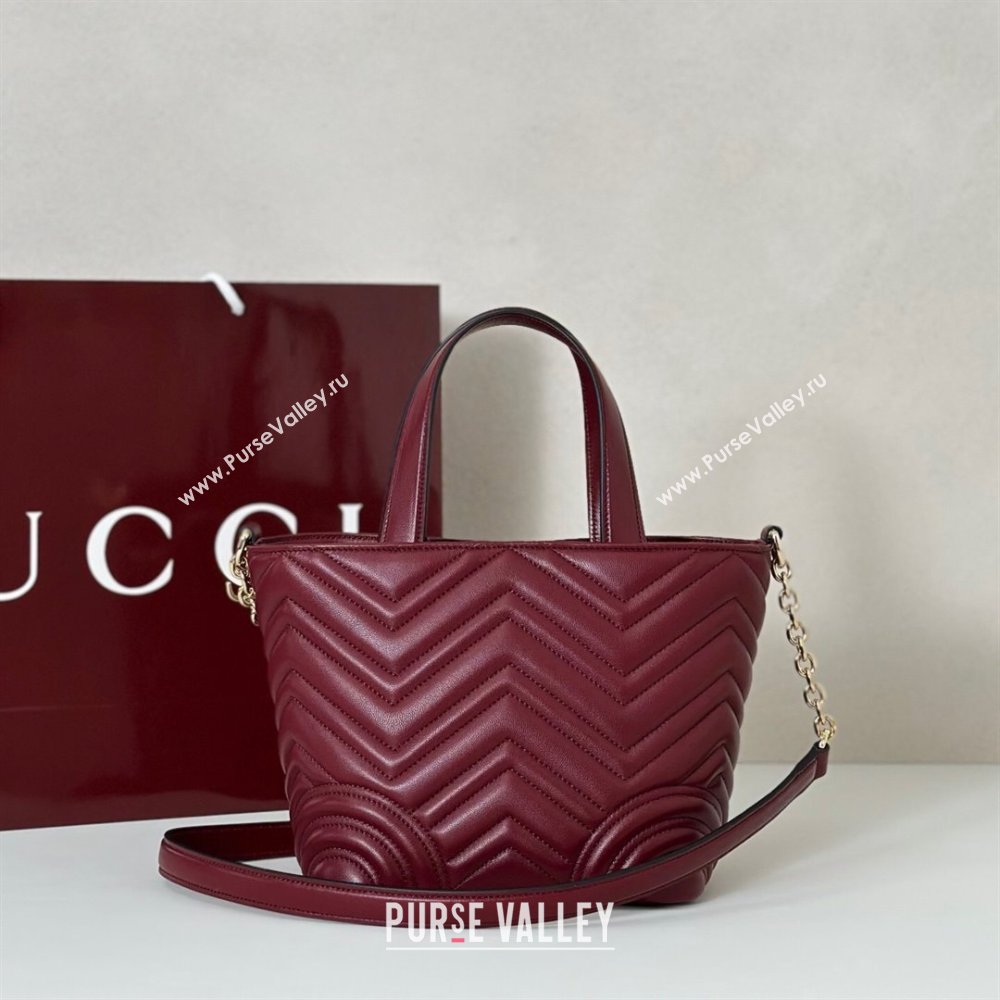 Gucci Betty Chevron Leathe Small Tote Bag Red 2025 847386 (DLH-250930067)