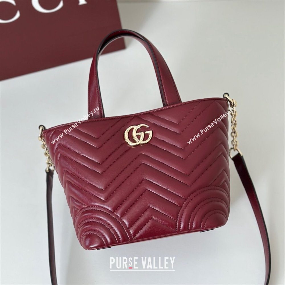 Gucci Betty Chevron Leathe Small Tote Bag Red 2025 847386 (DLH-250930067)