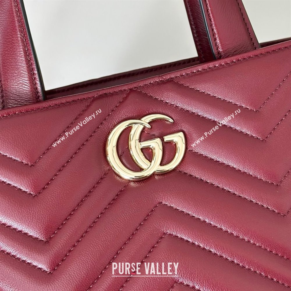 Gucci Betty Chevron Leathe Small Tote Bag Red 2025 847386 (DLH-250930067)