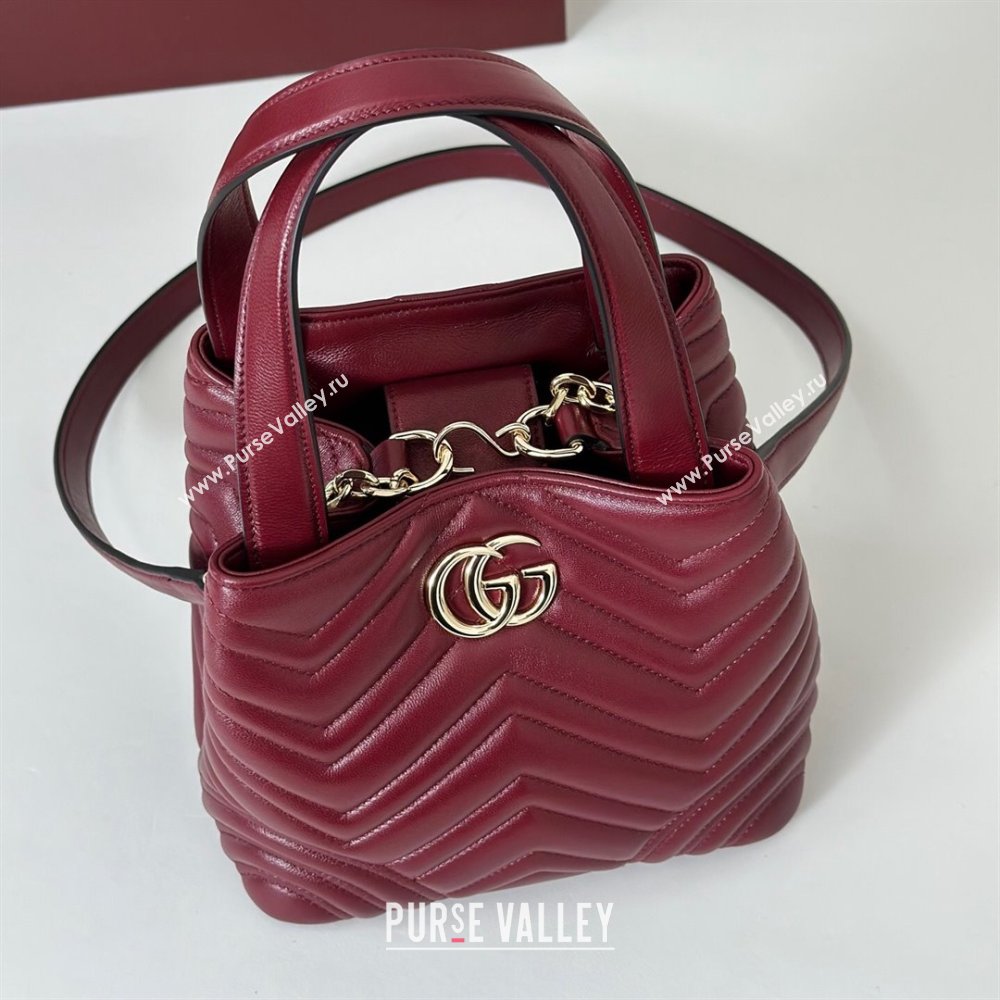 Gucci Betty Chevron Leathe Small Tote Bag Red 2025 847386 (DLH-250930067)